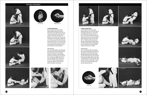 Sample pages from 'The Art of Ground Fighting'; one in a series of remarkable books that provide an in-depth look at the core concepts and techniques shared by a broad range of martial arts styles. Contains basics plus over 195 practical skills including chokes, joint locks, pins, ground kicks, sacrifice techniques, escapes, and counters from seated, reclining, and kneeling positions.