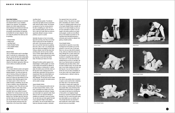 Sample pages from 'The Art of Ground Fighting'; one in a series of remarkable books that provide an in-depth look at the core concepts and techniques shared by a broad range of martial arts styles. Contains basics plus over 195 practical skills including chokes, joint locks, pins, ground kicks, sacrifice techniques, escapes, and counters from seated, reclining, and kneeling positions.