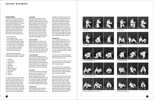 Sample pages from 'The Art of Ground Fighting'; one in a series of remarkable books that provide an in-depth look at the core concepts and techniques shared by a broad range of martial arts styles. Contains basics plus over 195 practical skills including chokes, joint locks, pins, ground kicks, sacrifice techniques, escapes, and counters from seated, reclining, and kneeling positions.