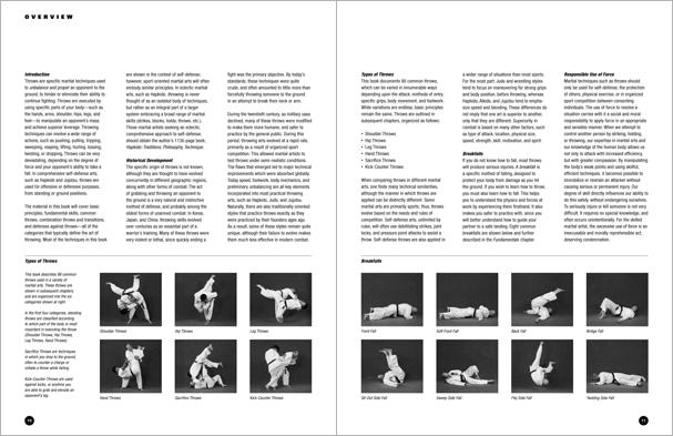 Sample pages from 'The Art of Throwing'; one in a series of remarkable books that provide an in-depth look at the core concepts and techniques shared by a broad range of martial arts styles. Contains over 130 practical throws including shoulder throws, hip throws, leg throws, hand throws, sacrifice throws, kick-counter throws, advanced combinations, and counterthrows.