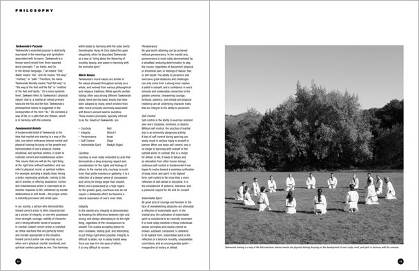 Sample pages from 'Taekwondo: The Essential Introduction', the first introductory text to provide a concise overview of Taekwondo in its entirety, with essential material for novices.