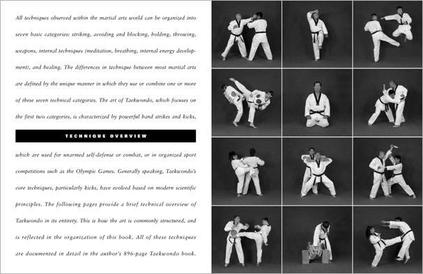 Sample pages from 'Taekwondo: The Essential Introduction', the first introductory text to provide a concise overview of Taekwondo in its entirety, with essential material for novices.